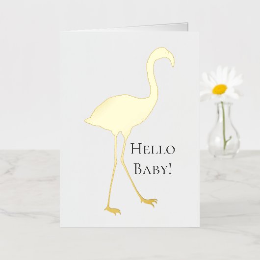 Hallo Baby Pink Flamingo Folie Wenskaart (Kleine Bloem)