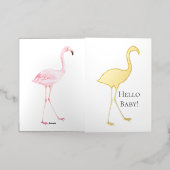 Hallo Baby Pink Flamingo Folie Wenskaart (Buiten Laag)