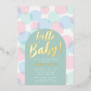hallo Baby Polka Dots Baby shower Folie Uitnodiging