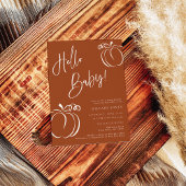 Hallo Baby Pompoen Terracotta Boheemse Baby shower Kaart