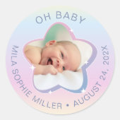 Hallo Baby Rainbow en Star aangepaste foto Ronde Sticker (Voorkant)