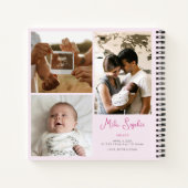 Hallo Baby Rainbow Gingham aangepaste foto Notitieboek (Achterkant)