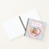 Hallo Baby Rainbow Gingham aangepaste foto Notitieboek (Binnen)