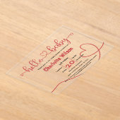Hallo Baby Red Heart Minimal Baby shower Acryl Uitnodigingen (Laagn)
