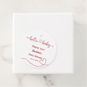Hallo Baby Red Heart Minimal Baby shower Bedankjes Labels (In situ)