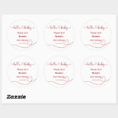 Hallo Baby Red Heart Minimal Baby shower Ronde Sticker (Vel)