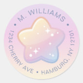 Hallo Baby Regenboog en sterren pastel adres Ronde Sticker (Voorkant)