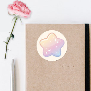 Hallo Baby Regenboog en Sterren Pastel Ronde Sticker