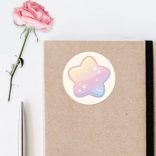 Hallo Baby Regenboog en Sterren Pastel Ronde Sticker