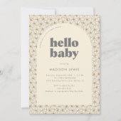 hallo Baby Retro Boho Daisy Baby shower Kaart (Voorkant)