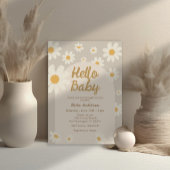 Hallo Baby Retro Boho Daisy Baby shower Uitnodigin Kaart