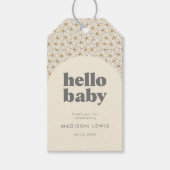 Hallo Baby Retro Boho Daisy Custom Favor Cadeaulabel (Voorkant)