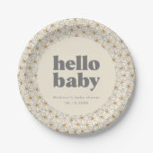 Hallo Baby Retro Boho Daisy Custom Papieren Bordje (Voorkant)