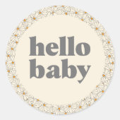 Hallo Baby Retro Boho Daisy Custom Ronde Sticker (Voorkant)