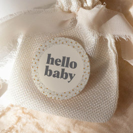 Hallo Baby Retro Boho Daisy Custom Ronde Sticker