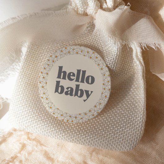 Hallo Baby Retro Boho Daisy Custom Ronde Sticker