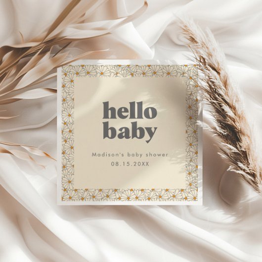 Hallo Baby Retro Boho Daisy Custom Servet