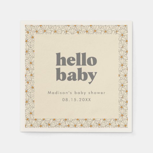 Hallo Baby Retro Boho Daisy Custom Servet (Voorkant)