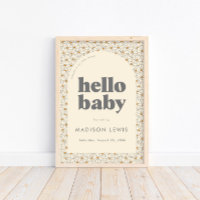 Hallo Baby Retro Boho Daisy Welkom Poster