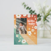 Hallo Baby | Retro Boho Geboorteaankondiging (Staand voorkant)