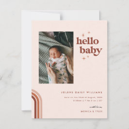 Hallo Baby | Retro Boho Geboorteaankondiging