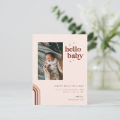 Hallo Baby | Retro Boho Geboorteaankondiging (Staand voorkant)