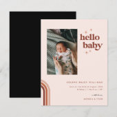 Hallo Baby | Retro Boho Geboorteaankondiging (Voorkant / Achterkant)