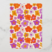 hallo Baby Retro Daisy Gold geperst Baby shower Folie Uitnodiging (Achterkant)