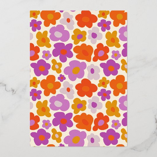 hallo Baby Retro Daisy Gold geperst Baby shower Folie Uitnodiging (Achterkant)