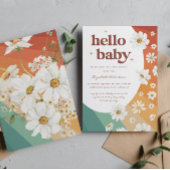 hallo Baby | Retro Daisy Rainbow-Baby shower Kaart