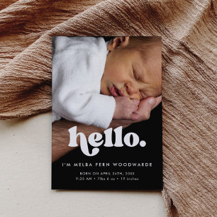 Hallo Baby Retro minimalist Aankondiging