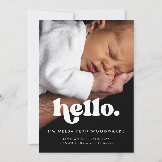 Hallo Baby Retro minimalist Aankondiging (Voorkant)