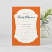 Hallo Baby Retro Oranje Abstract Lijst Baby shower Kaart (Staand voorkant)