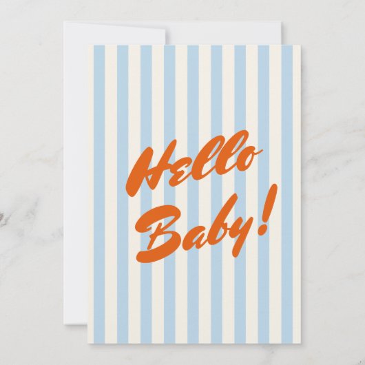 Hallo Baby Retro Oranje Abstract Lijst Baby shower Kaart (Achterkant)