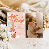 Hallo Baby Retro Rainbow Baby shower Party Foto Kaart