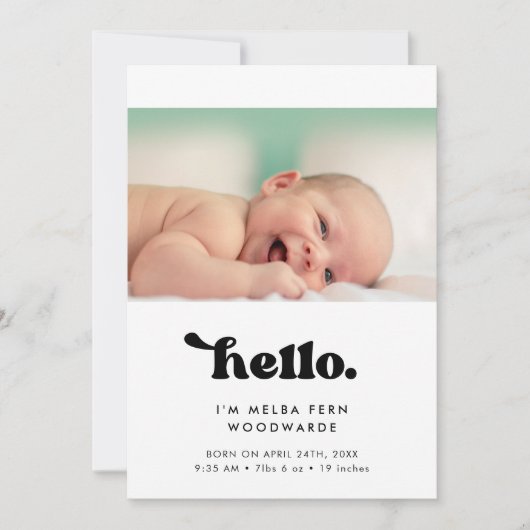 Hallo Baby Retro stylish Aankondiging (Voorkant)