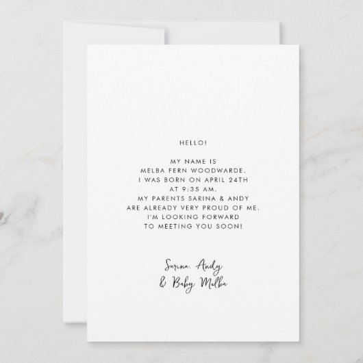 Hallo Baby Retro stylish Aankondiging (Achterkant)