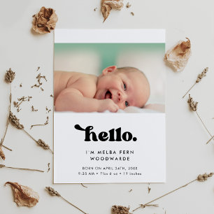 Hallo Baby Retro stylish Aankondiging