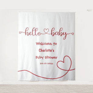 Hallo Baby Rode Hart Minimaal Baby Shower Achtergr Wandkleed