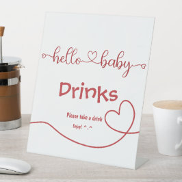 Hallo Baby Rode Hart Minimale Baby shower Drinken Reclamebord Met Voetstuk