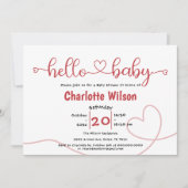 Hallo Baby Rode Hart Minimale Baby Shower Kaart (Voorkant)