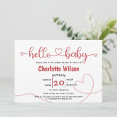 Hallo Baby Rode Hart Minimale Baby Shower Kaart (Staand voorkant)