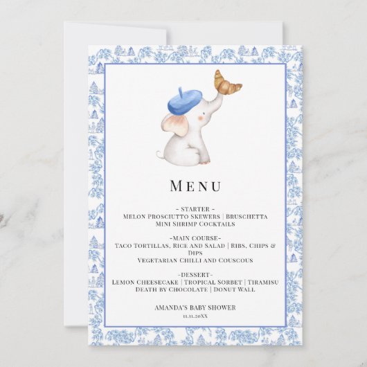 Hallo Baby Romantisch Frans Meisje Baby Shower Men Kaart (Voorkant)