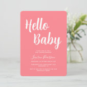 hallo Baby Roze Baby shower Uitnodiging (Staand voorkant)