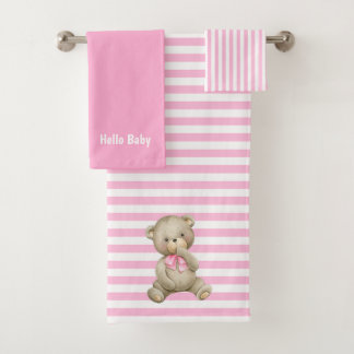 Hallo Baby Roze Badhanddoek Set Bad Handdoek