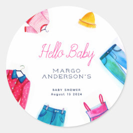 Hallo Baby Roze Blauwe Kleding Baby shower Ronde Sticker