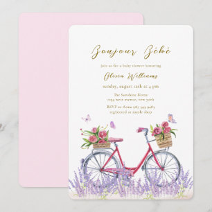 Hallo Baby Roze Lavendel Fiets Baby Shower Kaart