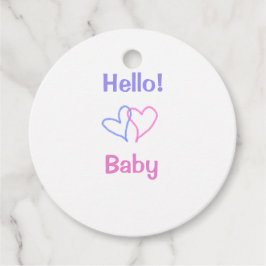 Hallo baby roze paarse hart naam waterverf boho bedankjes labels