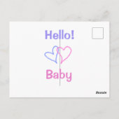 Hallo baby roze paarse hart naam waterverf boho briefkaart (Achterkant)