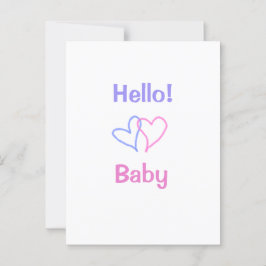 Hallo baby roze paarse hart naam waterverf boho briefkaart